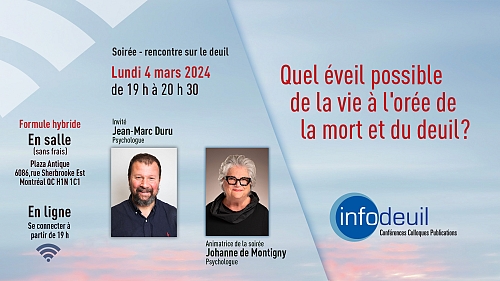 <h2>Soirée-rencontre sur le deuil du 4 mars 2024 avec Jean-Marc Duru</h2>